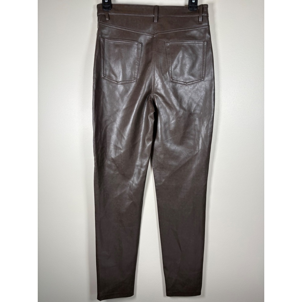 Wilfred Aritzia Melina Pant Vegan Leather High Rise Straight Leg Brown Size 6‎ - Picture 3 of 14
